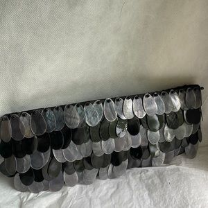 - Black gray 2 tone capiz pearl clutch bag shell